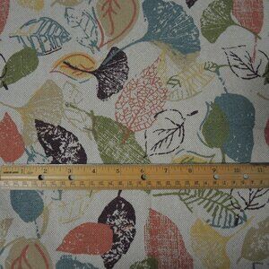 Rectangle Tablecloth Natural Color w/Leaf Pattern Red Green Brown Blue 55" x 77"